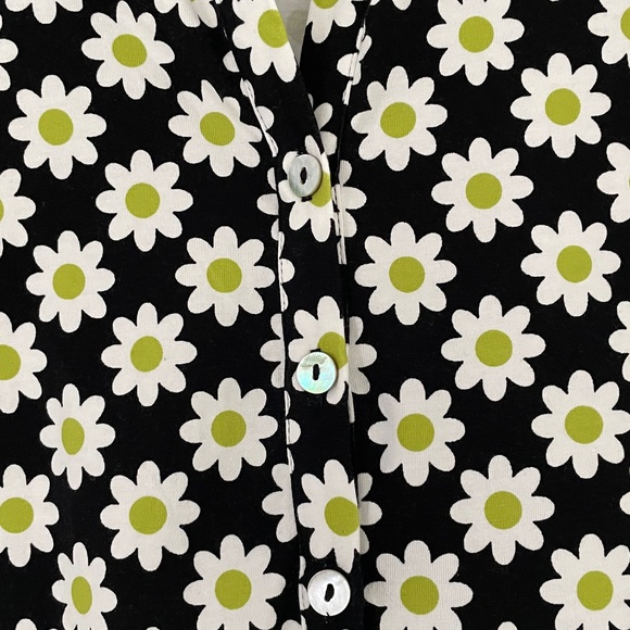 GLAMOROUS SIXTIES FLOWER JERSEY LONG SLEEVE BODYCON DRESS WITH COLLAR NWT 6 - Picture 4 of 14